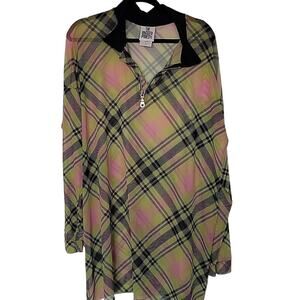 The Ragged Priest Plaid Mesh Tunic Yellow Plaid, L